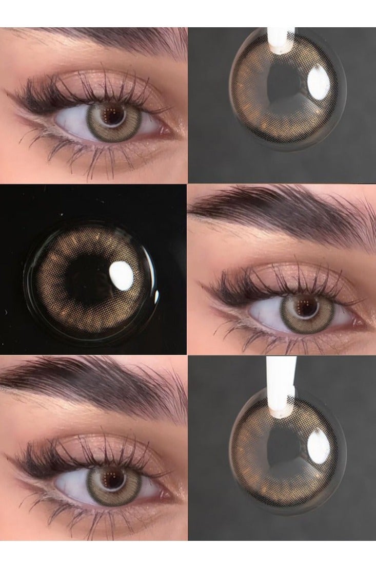 UYAAI Nude Brown Yearly Colored Contact Lenses, Unisex Cosmetic Contact Lenses, Natural Fashion Lenses, With Case - Image 1